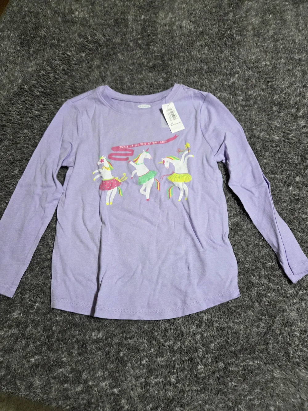Girls' Lavender Unicorn Long-Sleeve Tee
